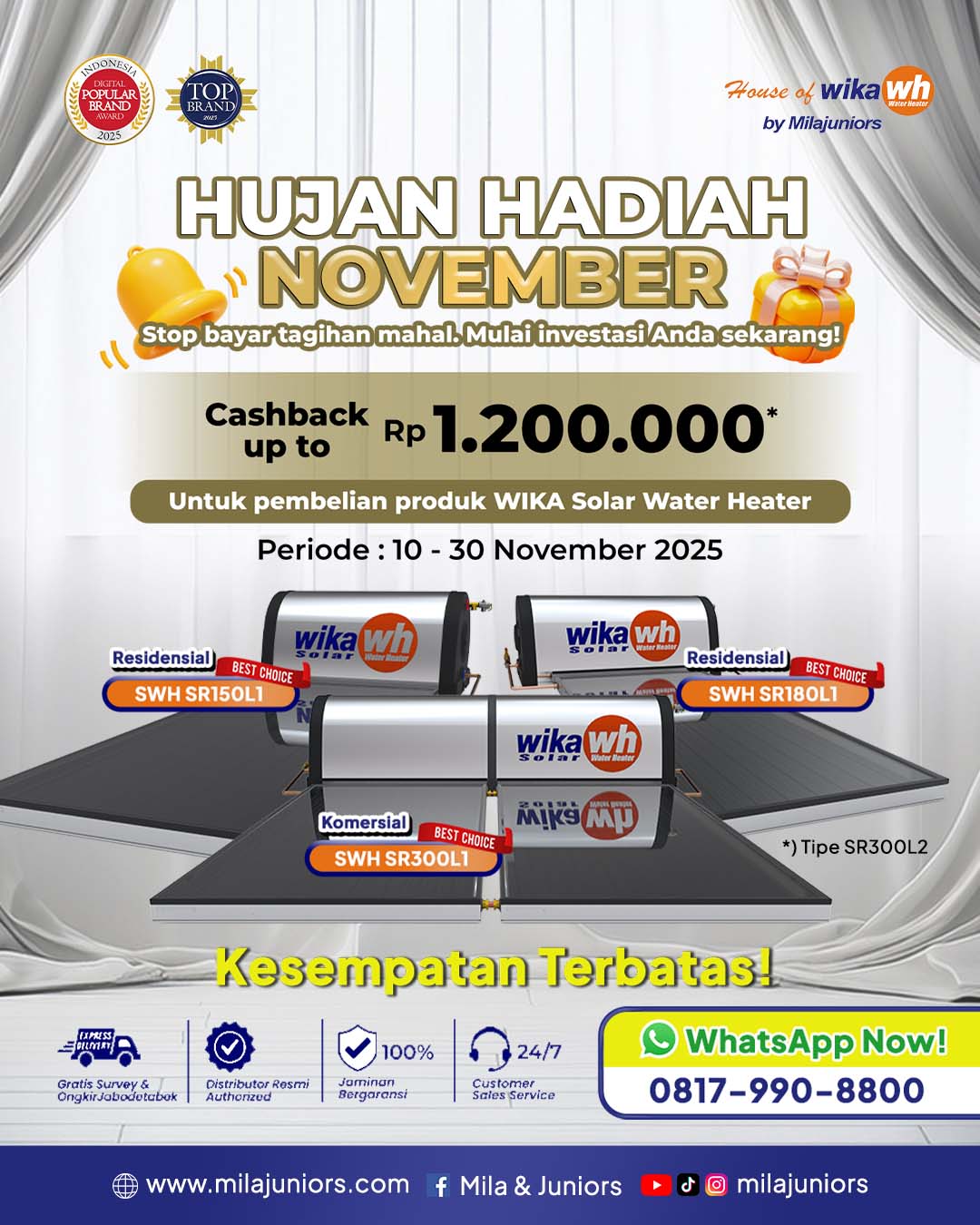 cashback water heater 1,2 juta